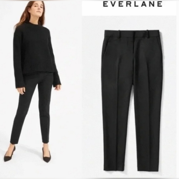 Everlane The Slim Wool Pleated Trouser Pant Black Sz 2 Minimalist NWOT - Picture 1 of 9